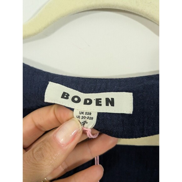 New Boden Eve Double Cloth Navy Cotton Pockets Layered Midi Dress Sz 20-22 - Picture 4 of 9